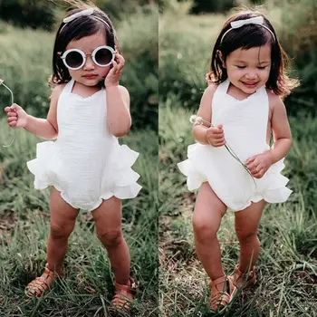 

2020 Newborn Baby Girl Lace-up Ruffle Backless Romper Bodysuit Jumpsuit Outfit Summer Sunsuit 0-24 months