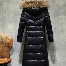 Зимняя женская куртка из натурального меха, длинная парка с воротником из натурального меха енота, водонепроницаемая куртка-пуховик