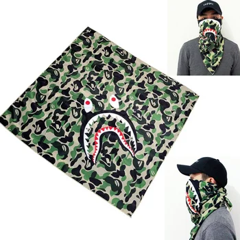 

Camouflage Shark Mask kerchief Square scarf Riding cover Hiphop Street Dance Men women coverchief headcloth babushka camo ape