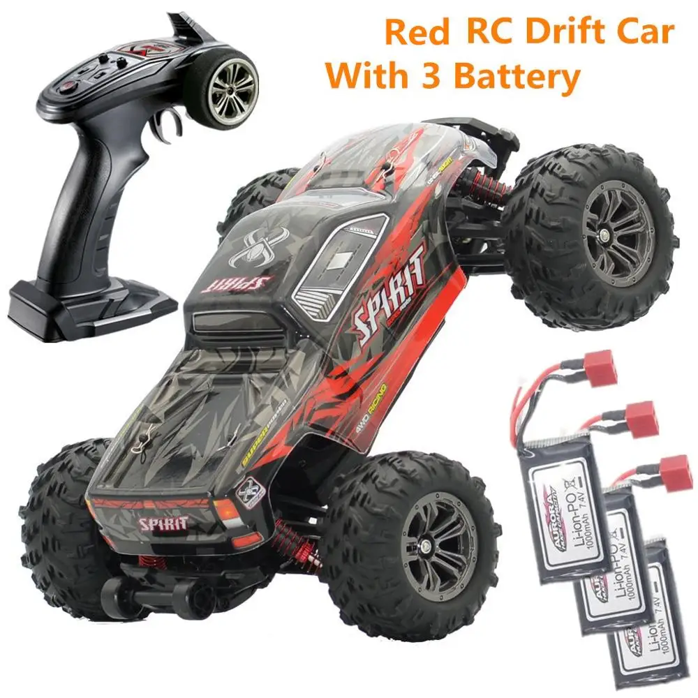 RC Drift бесщеточный автомобильный двигатель бесщеточный ESC 2,4G RC автомобиль 4WD 52 км/ч высокоскоростной Багги монстр грузовик анти-вибрации дрейф гоночная игрушка - Цвет: Red  RC Car 3batter