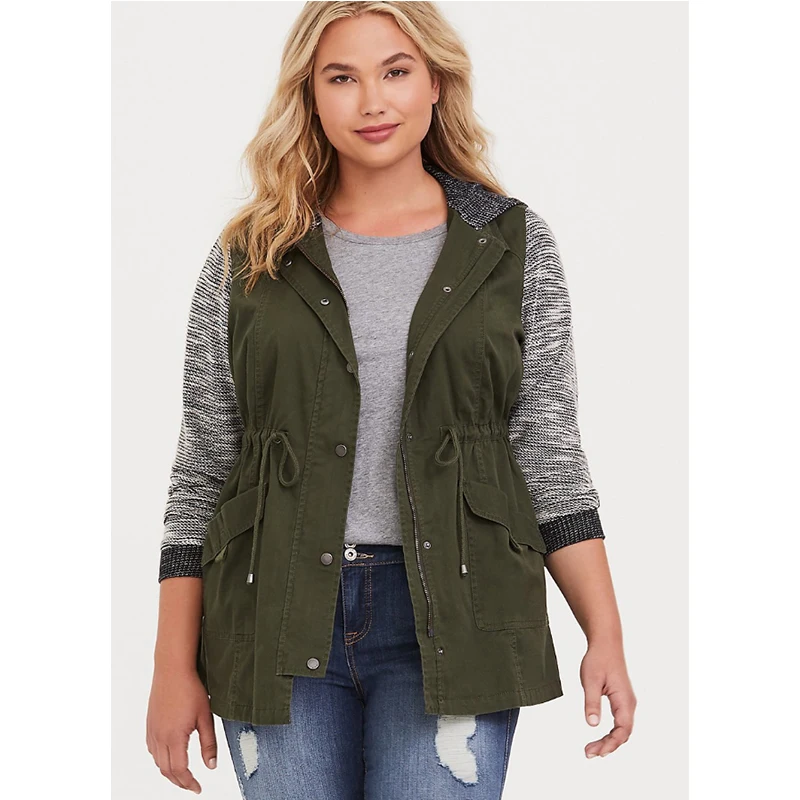 

Vest Women Plus Size Pleated Ruched Army Green Vest Spring Autumn Ladies Pocket Zipper Waistcost abrigos mujer invierno 2019 D30