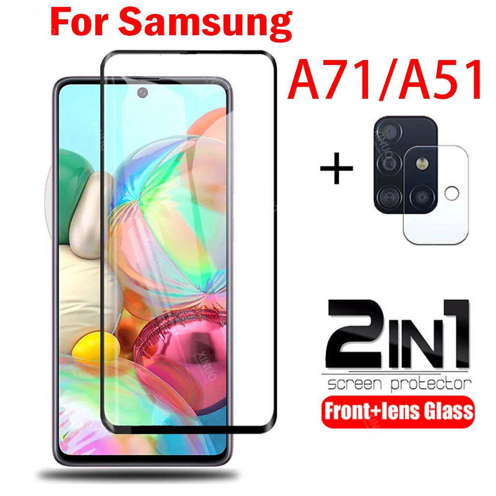 2 в 1 чехол для Samsung Галактики A71 A51 5G камера защитное стеклянное покрытие Sumsung 71 51
