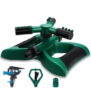 

Garden Sprinkler, Lawn Sprinkler 3 Arm with Impact Sprinkler Automatic 360 Degree Rotating, Adjustable Angle and Distance, Garde