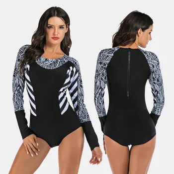 

Diving Suit Womens swimwear Long Sleeve Printing One-Piece Diving Surfing Swimwear Swimsuit Beachwear surf suit swimsuit #GH