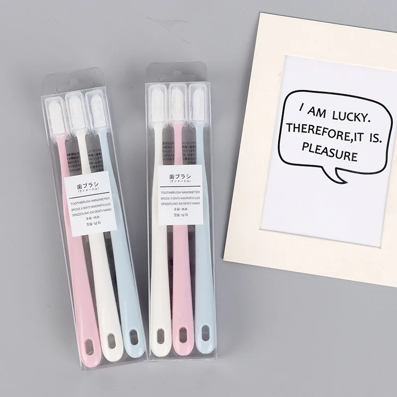 

Wechat Business Hot Selling MUJI-style Celebrity Style Ceramic Color Nanometer Toothbrush Japanese Style 3 Mounted Adult Soft Br
