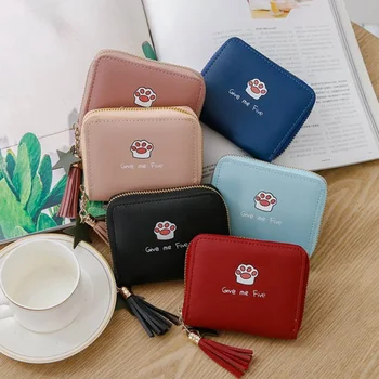 

1 Piece Dog Paw Printed Wallet Women Short PU Leather Wallet Zipper Credit Card Holder Coin Purse Money Bag Dropship New Arrival