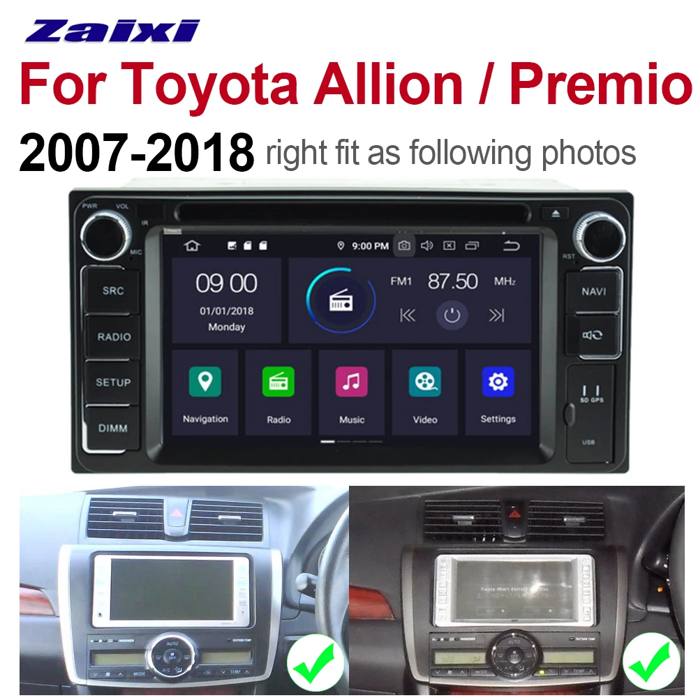 Автомобильный dvd плеер ZaiXi 4 Гб android 9 0 для Toyota Allion/премио 2007 ~ 2018 мультимедиа GPS