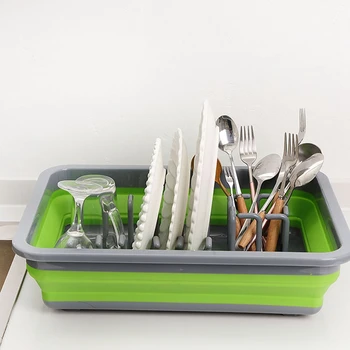 

Folding Drain Bowl Rack Dish Rack Cutlery Storage Box Collapsible Dish Drainer Cutlery Stand Cup Holder Kitchen Tools