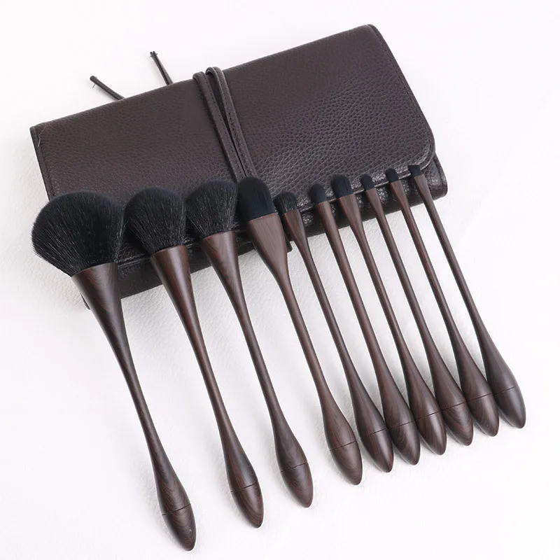 

10pcs Vintage Wooden Makeup Brush Set Foundation Brush Powder Brush Eyeshadow Brush Makeup Brushes Set Professional