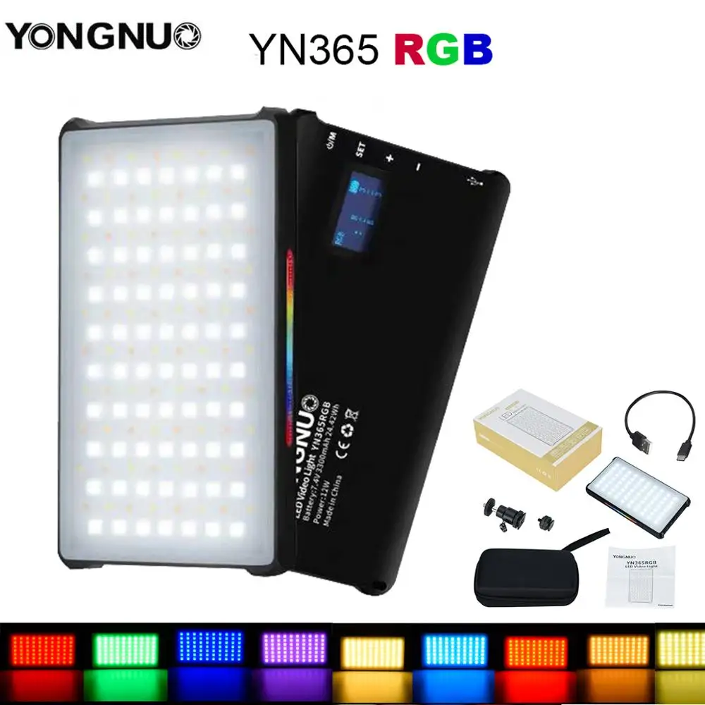 YONGNUO YN365 RGB светодиодный светильник для видео Карманная камера Красочный 12 Вт фотографический светильник ing лампа с 1/4 винтом для sony Nikon DSLR
