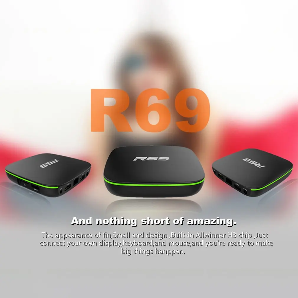 R69 Smart Android 7,1 tv Box 1 ГБ 8 ГБ Allwinner H3 четырехъядерный 2,4G Wifi телеприставка 1080P HD Поддержка 3D медиаплеер