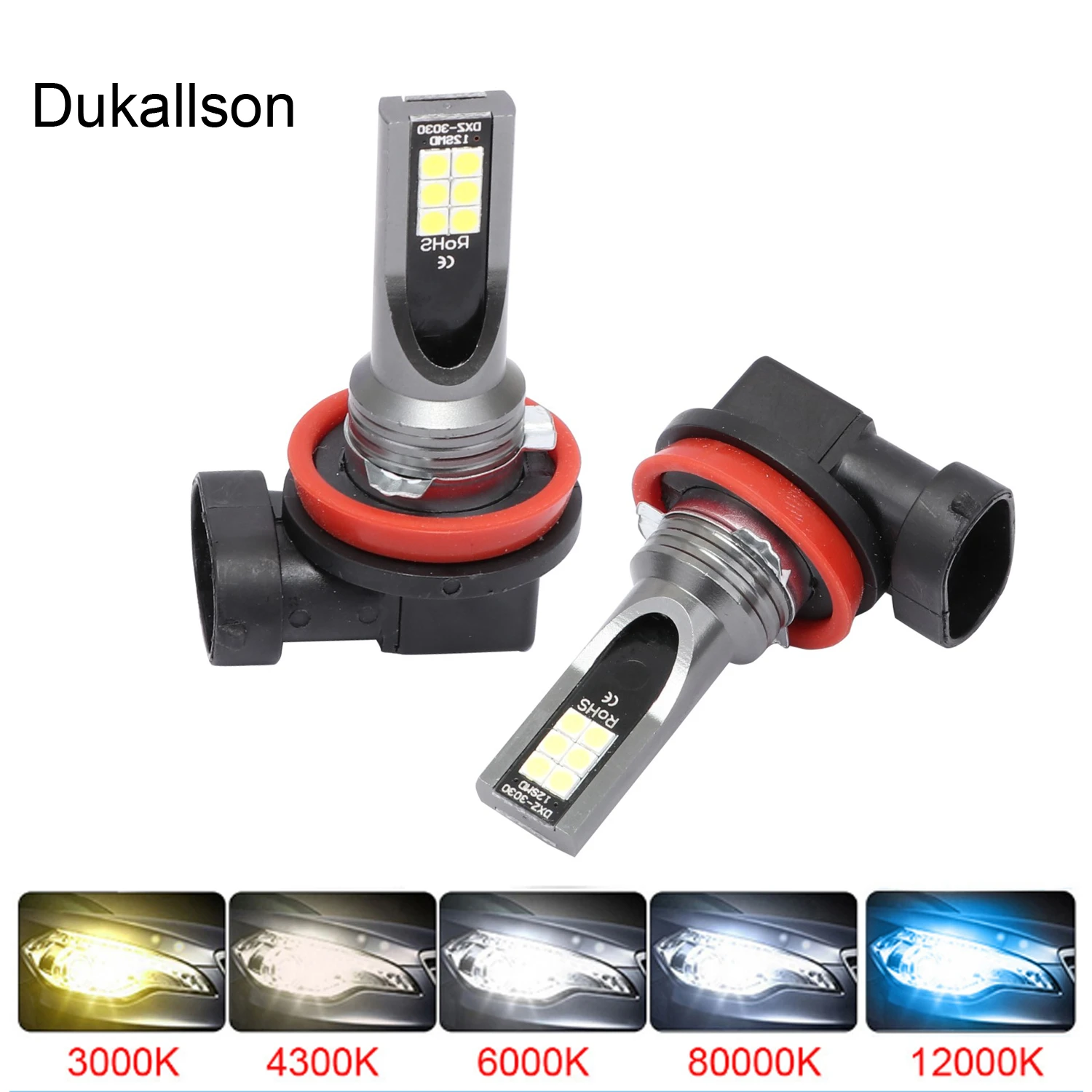 2Pcs H8 H9 H1 H3 H4 H7 H11 9005 HB3 9006 HB4 Car CSP LED Fog Headlight Bulbs 4300K 6000K White Auto Fog Lamp Day Running Light fog light for car