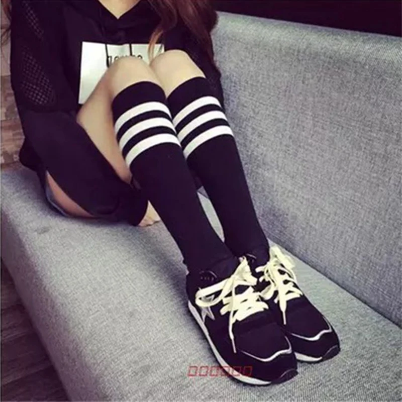 

Harajuku Tube Socks Japanese Cute Slim Calf Striped Student Socks Spring and Autumn Sports Football Socks Polyester Cotton