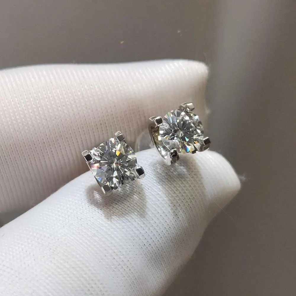 Классические серьги с головой коровы 18 K белое золото бриллианты 0 5 D круглые мм
