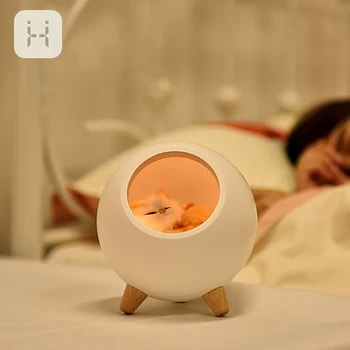 

Lovely Cat Shape Bedside Lamp USB Rechargeable Night Atmosphere Lamps Lithium Battery Bedroom Desk Decoration Light For Pets