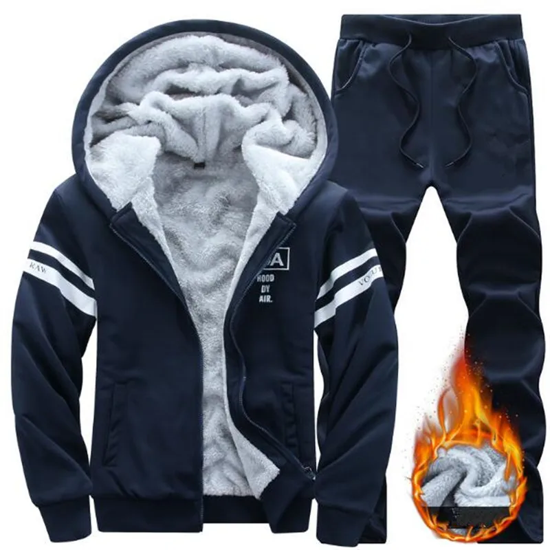 2019 NEW Tracksuit Men's set Winter Running Two Piece Sets Cotton Inner Fleece Thick Hooded 2PC Jacket Pants Sport Jogging Suits 2019 NEW Tracksuit Men's set Winter Running Two Piece Sets Cotton Inner Fleece Thick Hooded 2PC Jacket Pants Sport Jogging Suits