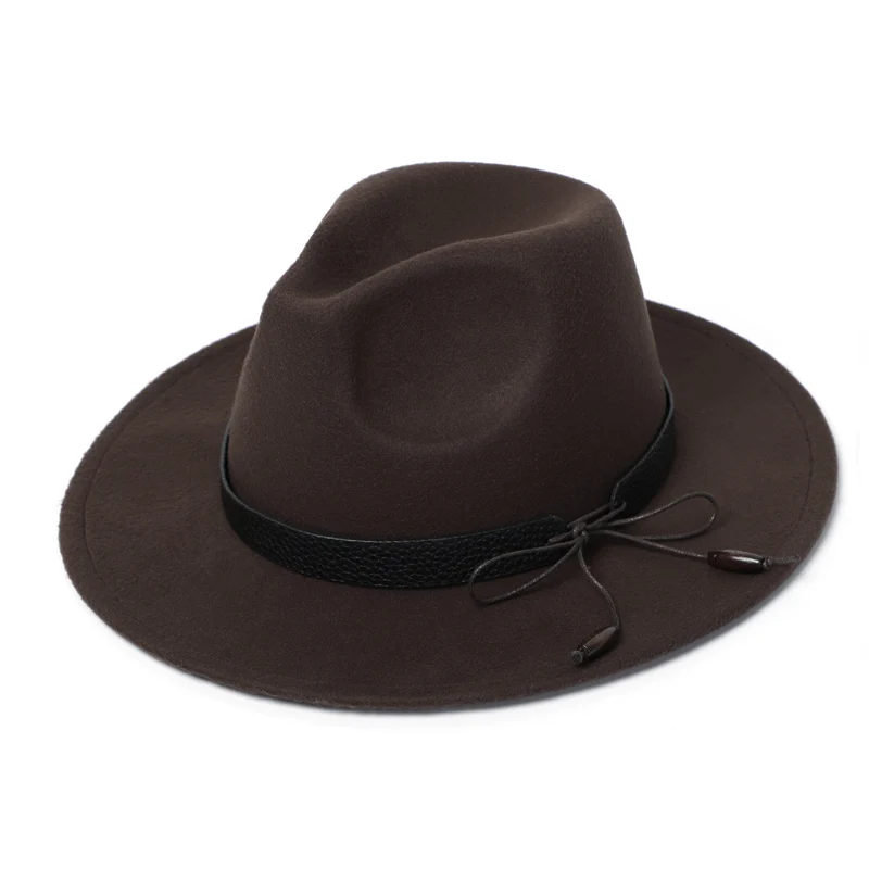 Осенняя фетровая шляпа, Мужская церковная фетровая шляпа, зимняя винтажная мужская элегантная фетровая шляпа с имитацией шерсти, модная шляпа - Цвет: Brown