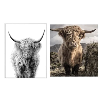 

2 set Diamond Painting Highland Cow 5D Diamond Painting Art - Round Diamond & Square Diamond