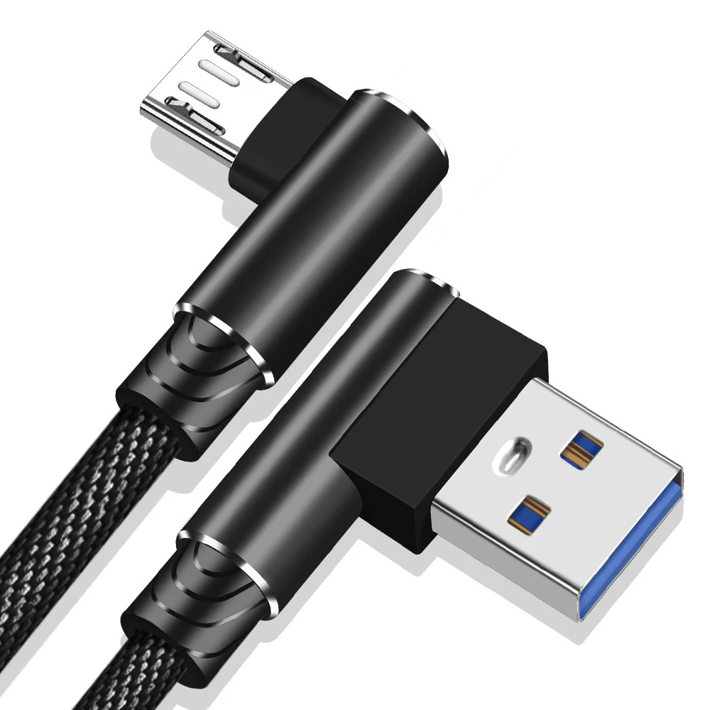 OneVan Micro USB кабель для телефона зарядный шнур 90 градусов локоть 2.4A Быстрый usb type C провод для Iphone 7 6S Android samsung телефон