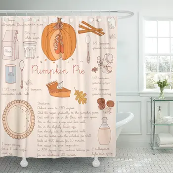 

Waterproof Polyester Fabric Shower Curtain Fall Dessert Slice Thanksgiving Pumpkin Pie Recipe 72x78 Inch shower curtain