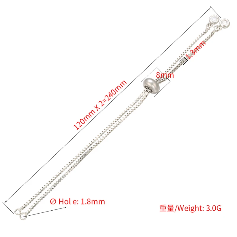 ZHUKOU 1,3x240 мм медные Стразы простой Регулируемый браслет цепочка для самостоятельного изготовления ювелирных изделий браслет цепь аксессуары Модель: VL20