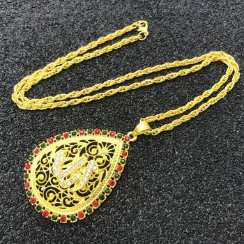 

Charm Allah Necklace Crystal Muslim Islamic Jewelry Islam Arabic Pendants Necklace For Men Women Religious Jewelery Gift