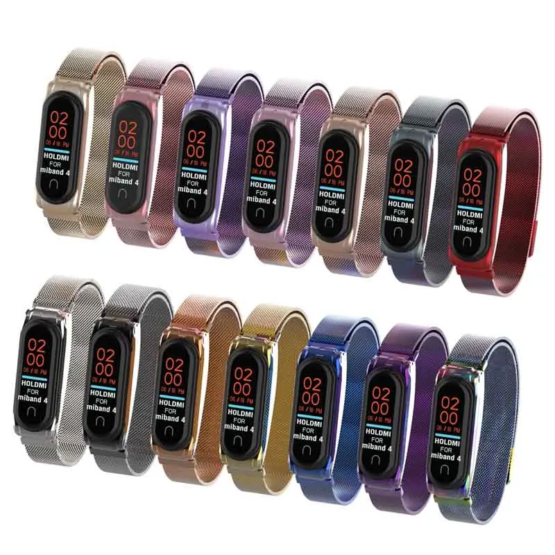Запястье для Xiaomi mi Band 4 3 металлический ремешок фитнес-Браслет Смарт-часы спортивные mi lanese Pulseira Correa пояс для mi band 4 3