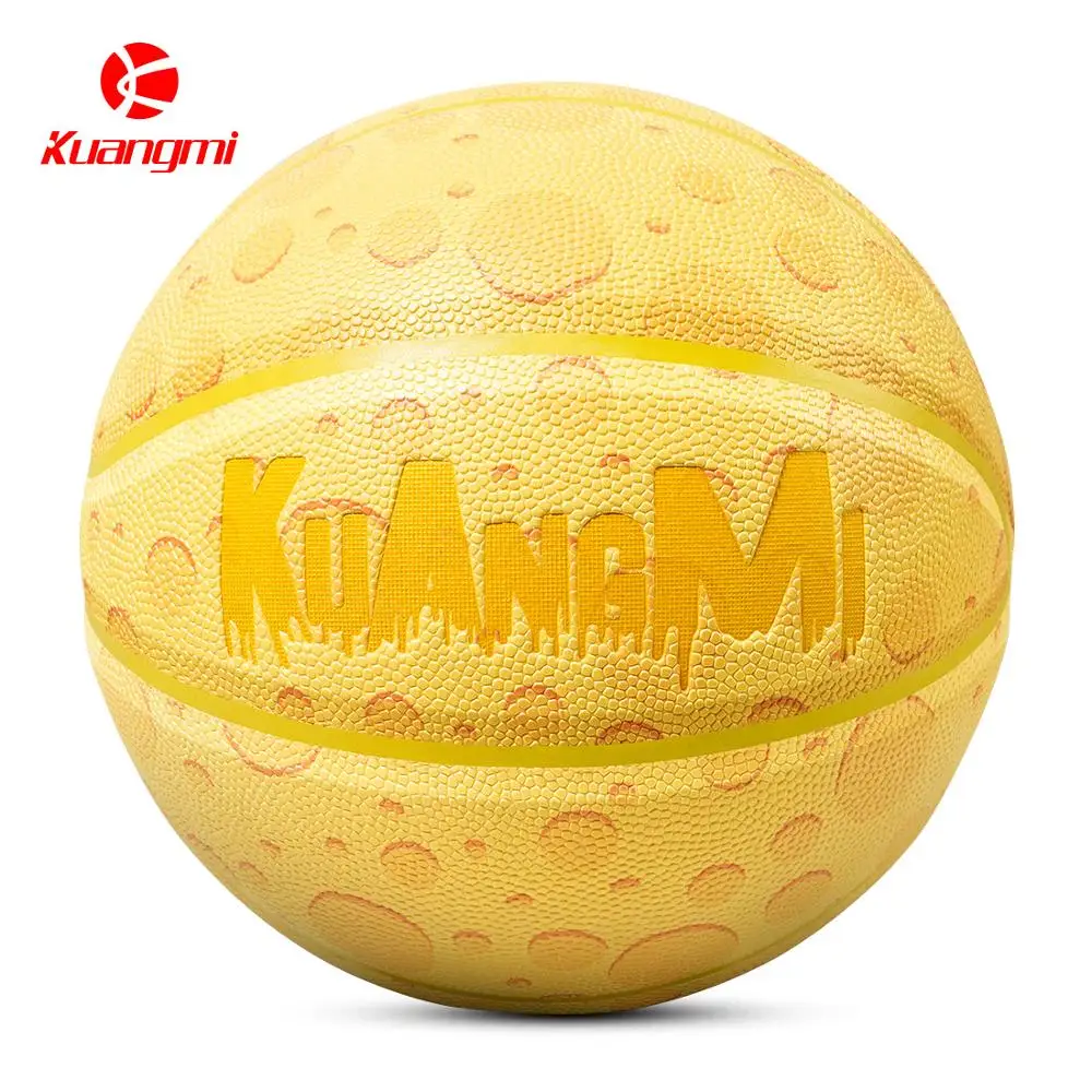 

Kuangmi Cheese Basketball Official Size 7 Game Gift Hygroscopic Wear-Resisting Non-Slip PU Street Ball For Adult Students
