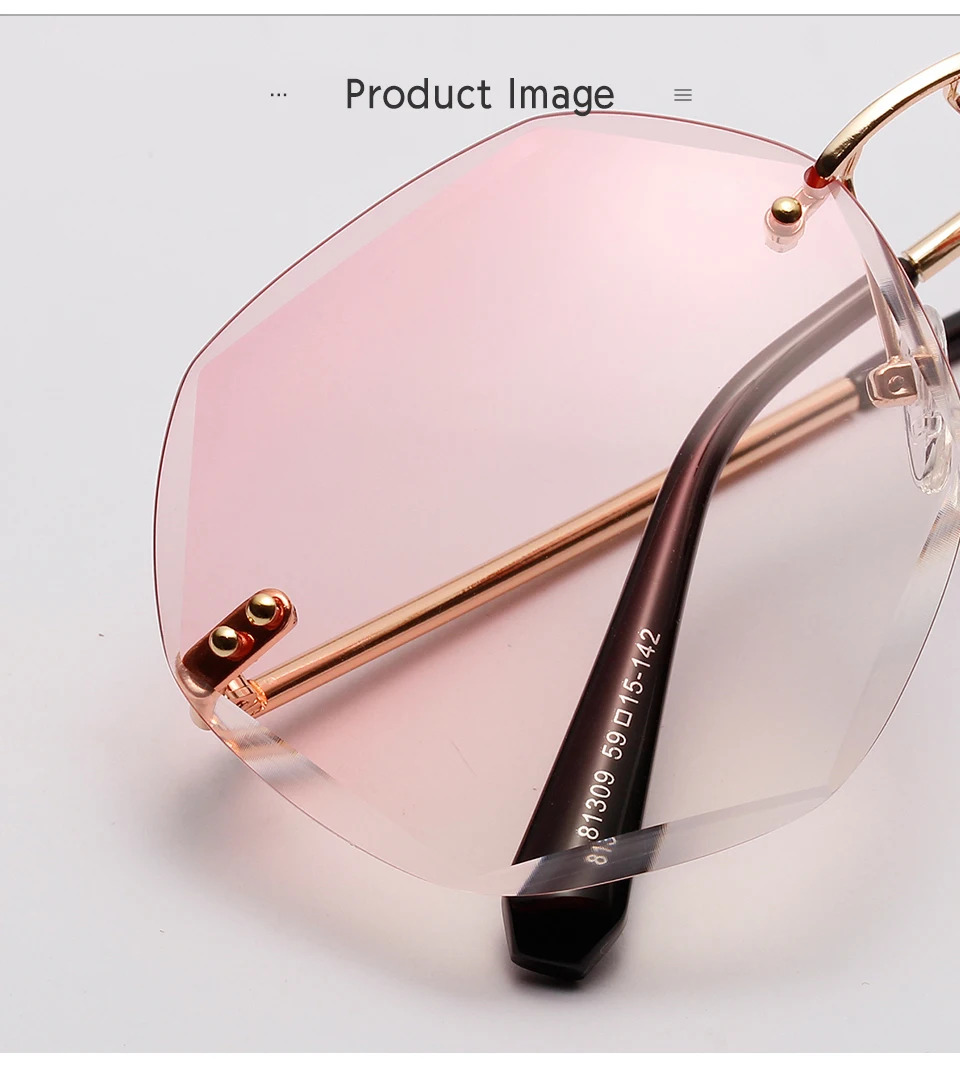 OVZA Rimless Sunglasses Woman Luxury Brand Fashion Gradient Sun glasses Female Big Eyewear S2099