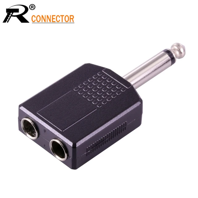 3pcs Double Jack 6.35 Connector 6.35mm Speaker Mono Plug to 2x6.35mm mono  JACK Connector/audio adapter - AliExpress