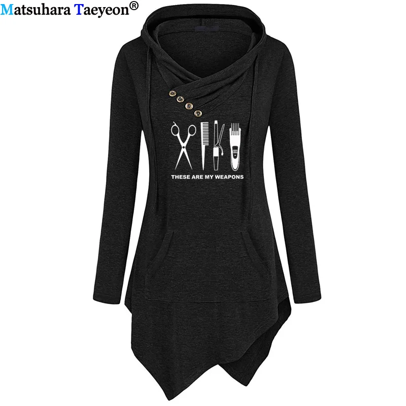 

Barber hoodie Women Long Sleeve Cotton Hairdresser Weapon Pullover hoodies Sweatshirts Woman Girls scissors Clothing