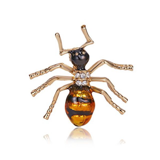 Insect Lizard Ladybug Spider Gecko Brooches Rhinestone Animal Enamel Brooch Pins Women Girls Birthday Festival Jewelry Gift