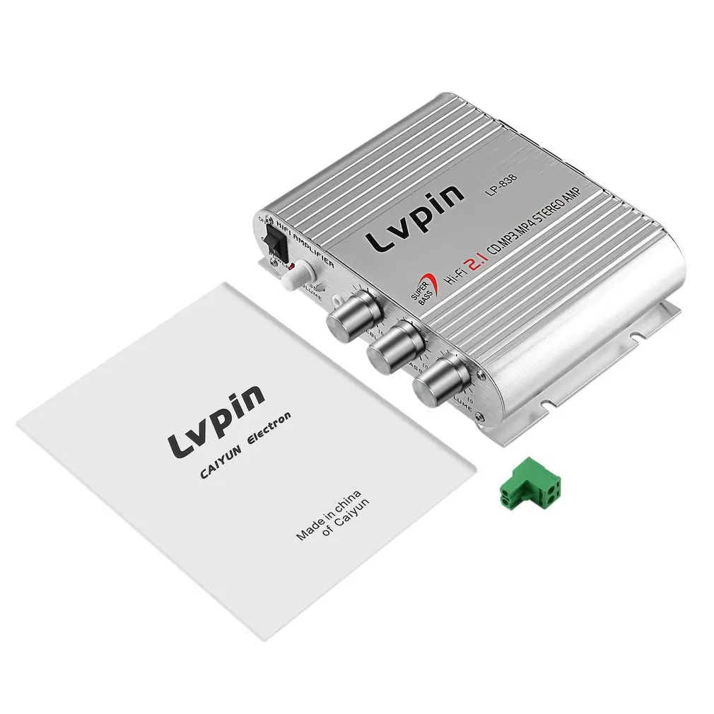 100% Original Brand Lepy Lp-838 2.1 3 Channel Stereo Mini Computer Car Amplifier 3.5mm Headphone out Subwoofer Out multi zone amplifier