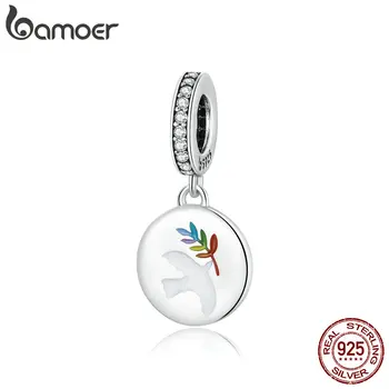 

bamoer Authentic 925 Sterling Silver Jewelry make Peace Dove Charm for Original Silver Beads Bracelet & Bangle DIY BSC366