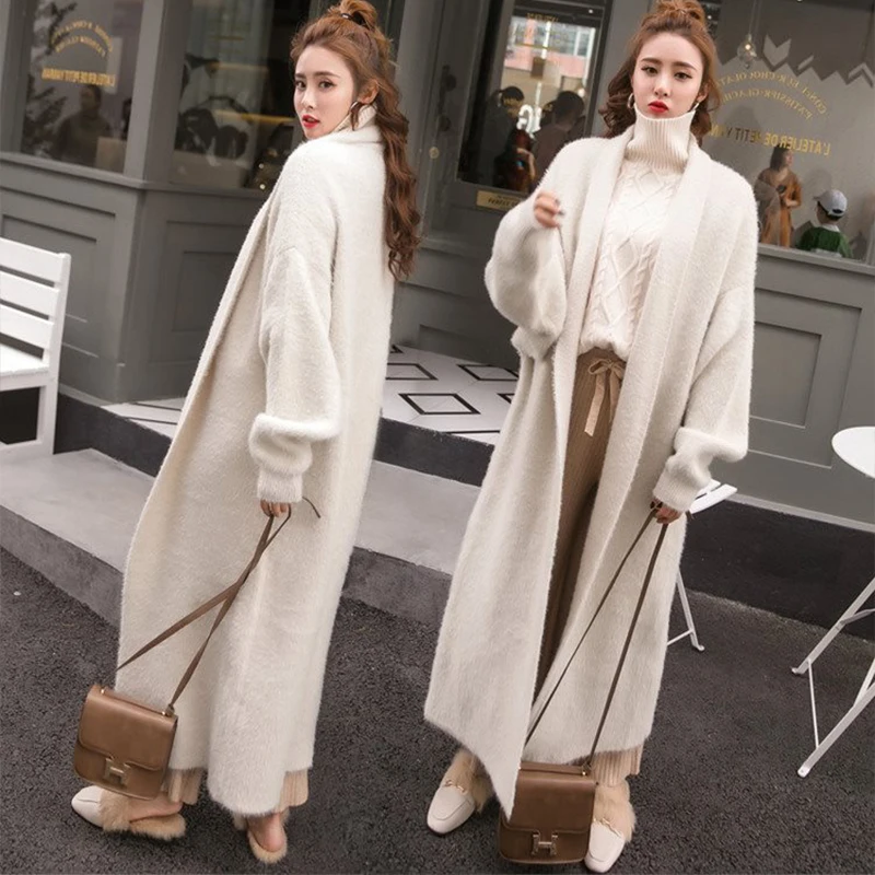 Расстроенный свитер из имитации норки Южной Кореи женский свободный длинный