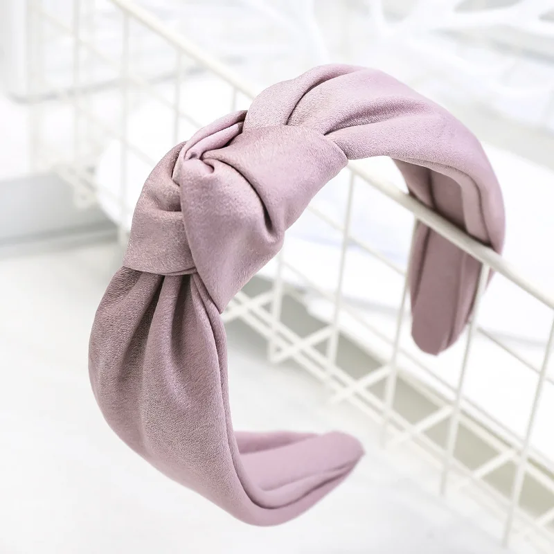 Винтажные богемные шелковые атласные ободок с бантом завязанные повязки для волос аксессуары для волос - Цвет: Розовый
