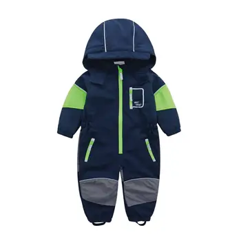 Alternative view of HONEYKING Children's Softshell Overalls Outdoor Hooded Coveralls Baby Rompers Windproof Waterproof Jumpsuit Kids Warm Jumpsuit