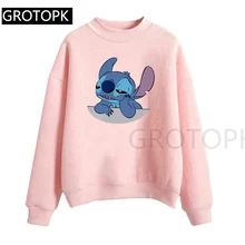 Женская модная толстовка с капюшоном Lilo Stitch Harajuku Kawaii, толстовки с милым рисунком, женские повседневные толстовки с принтом, милые повседневные топы