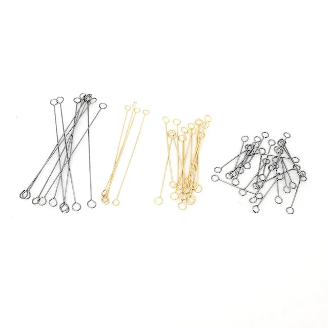 head pins for jewelry making high quality copper metal 14K real gold plated  needle eye pin wholesale connector pins material