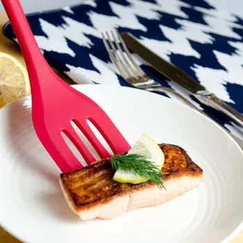 

Silicone Kitchen Utensils Set (5 Piece) - High Heat Resistant to 480°F, Hygienic One Piece Design Large and Small Spatulas, &