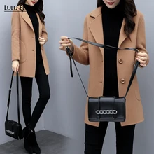 Осенне-зимнее шерстяное пальто женское высококачественное тонкое шерстяное пальто с воротником Модное теплое шерстяное пальто camel Для женщин