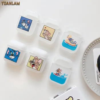 

Cute Cartoon Cat and Mouse Lovely Silicone Protection Earphone Accessories Cover Cases For Apple Airpods 1/2 soft Tpu Case