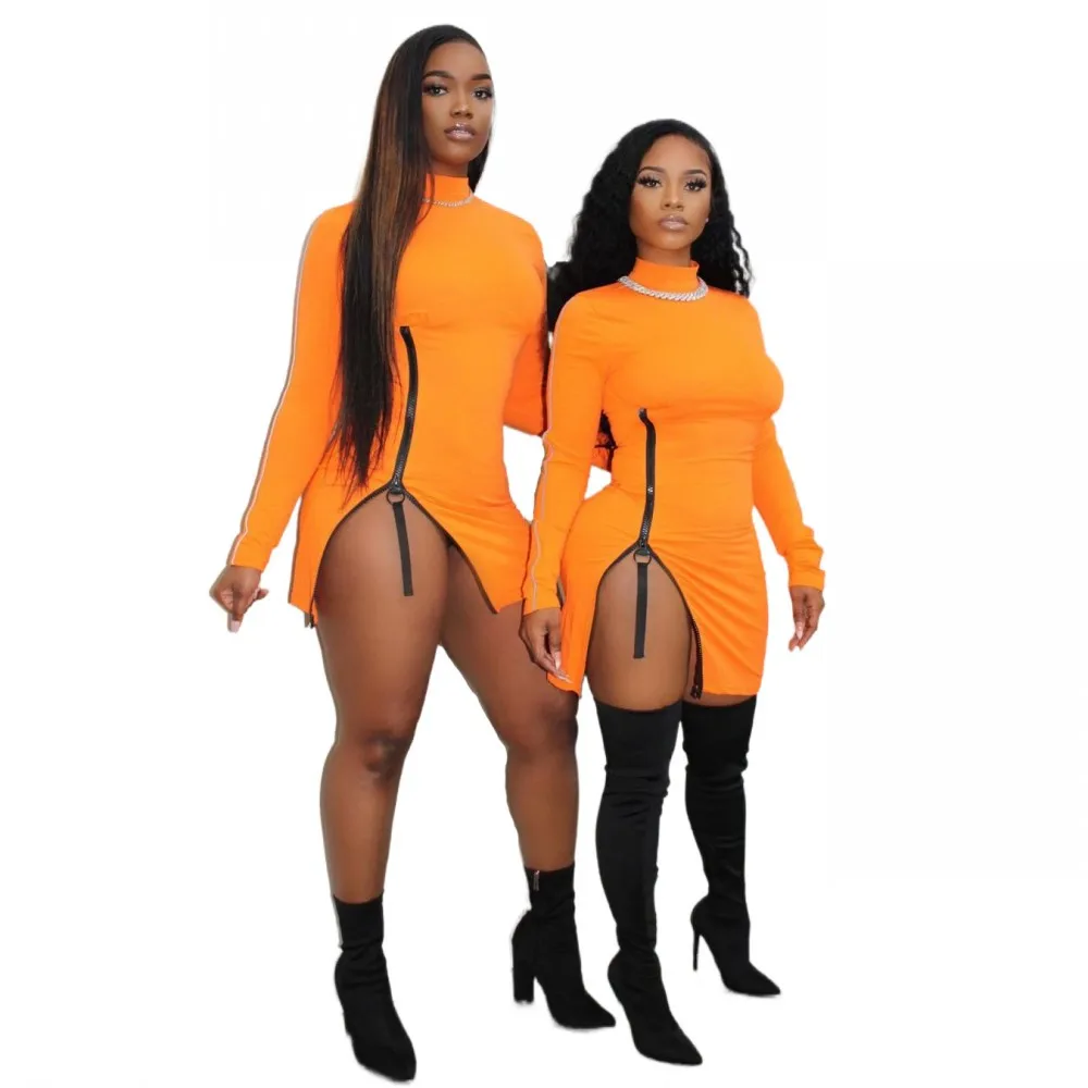 Long Sleeve Dress Ladies Pure Color High Waist Casual Miniskirt Sexy Elegant Show Thin Tight Skirt 2021 Spring/summer New Style