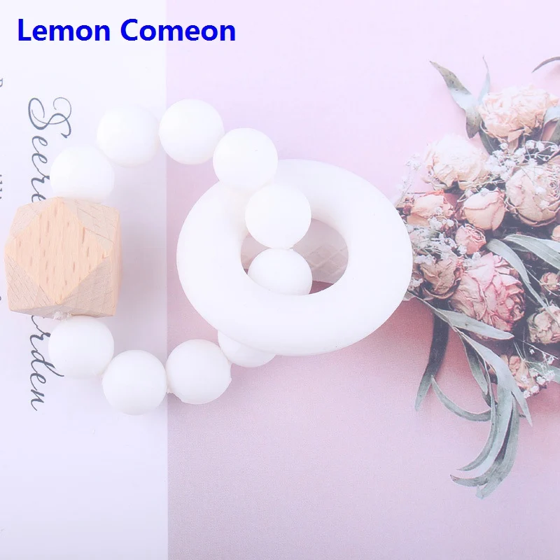 Lemon Comeon силиконовый браслет для прорезывания зубов BPA бесплатно зубное кольцо для младенцев игрушки Товары для малышей силиконовые бусины аксессуары для новорожденных уход - Цвет: Белый