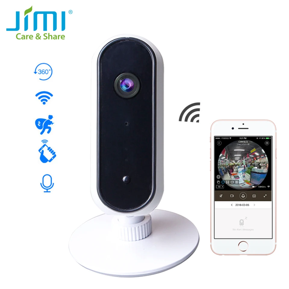 

Jimi JH06P Newly 1080P Wireless Wifi IP Camera Fisheye Panoramic Camera Home Security Surveillance System Camera Baby Monitor