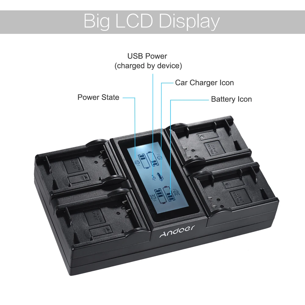 

DMW-BLF19E Camera Battery Charger 4-Channel LCD Digital for Lumix DC-GH5 DMC-GH3 DMC-GH3K DMC-GH4 DMC-GH4K