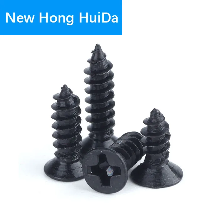 

M2 M2.2 M2.3 M2.6 M3 M4 Phillips Cross Recessed Flat Head Self Tapping Screw Metric Thread Countersunk Bolt Black Steel
