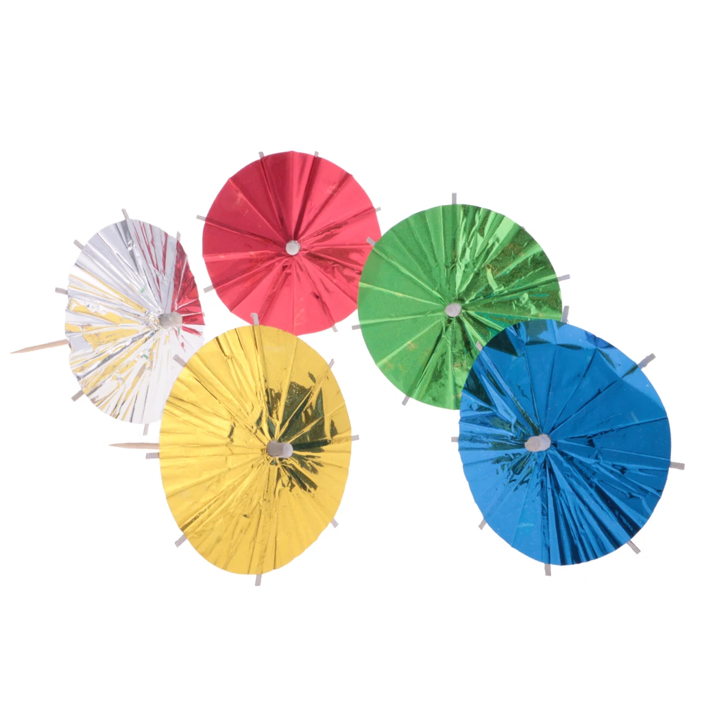 About 144Pcs Fashion Hawaiian Parties Mixed Colors Metallic Umbrella Picks Cocktail Party Picks for Wedding Birthday Party Decor