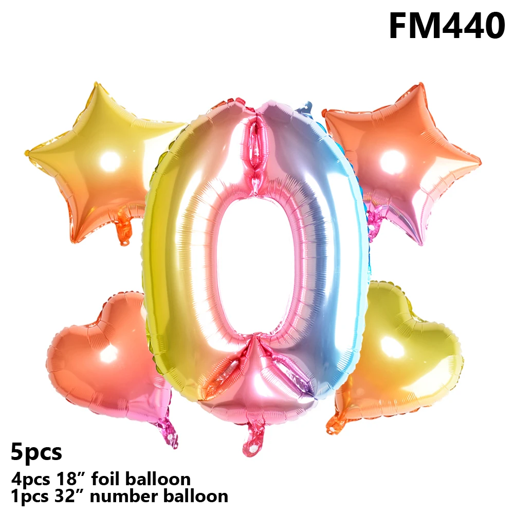 FM440 5 шт., 1, 2, 3 цифры, украшения для дня рождения, подарки для маленьких девочек и мальчиков, рисунок единорога из мультфильма, гелиевые шары, детская игрушка для шоу - Цвет: FM440