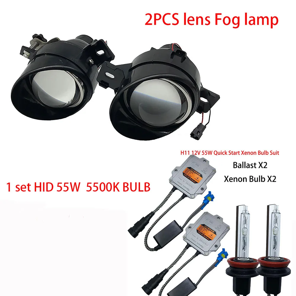 LED HID 12V H11 lens Fog Lamp Assembly Super Bright Fog Light For Nissan Almera 2 N16 2001-2006 Fog Light Halogen Fog Lamps CCC - Цвет: 55W 5500K xenon Kits